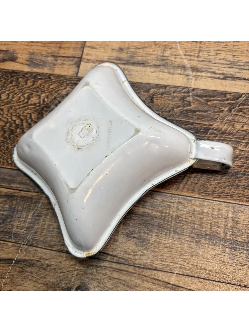 French Country Blue Enamelware Metal Candle Holder w/Handle Square 5.25
